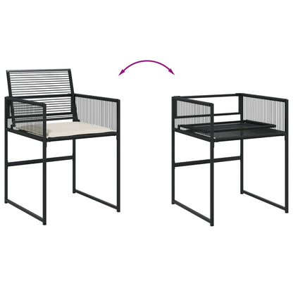 vidaXL 5-tlg. Garten-Essgruppe mit Kissen Schwarz Poly Rattan