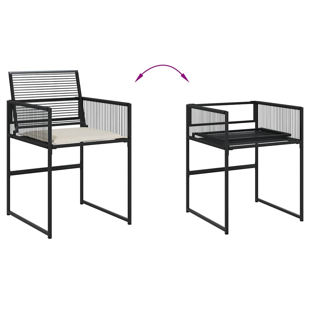 vidaXL 5-tlg. Garten-Essgruppe mit Kissen Schwarz Poly Rattan