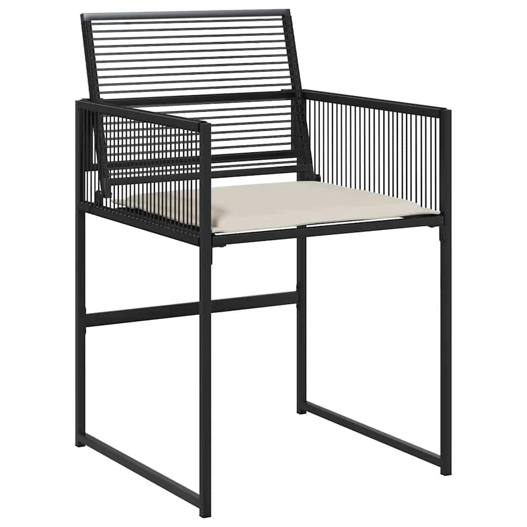 vidaXL 5-tlg. Garten-Essgruppe mit Kissen Schwarz Poly Rattan