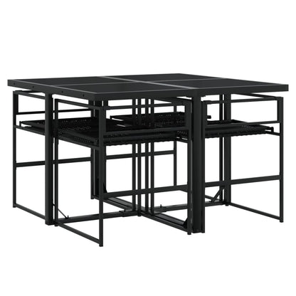 vidaXL 5-tlg. Garten-Essgruppe mit Kissen Schwarz Poly Rattan
