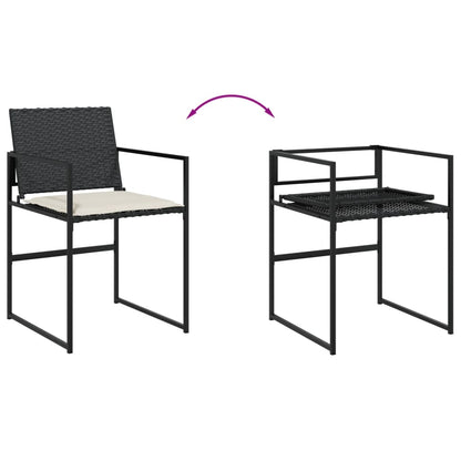 vidaXL 5-tlg. Garten-Essgruppe mit Kissen Schwarz Poly Rattan