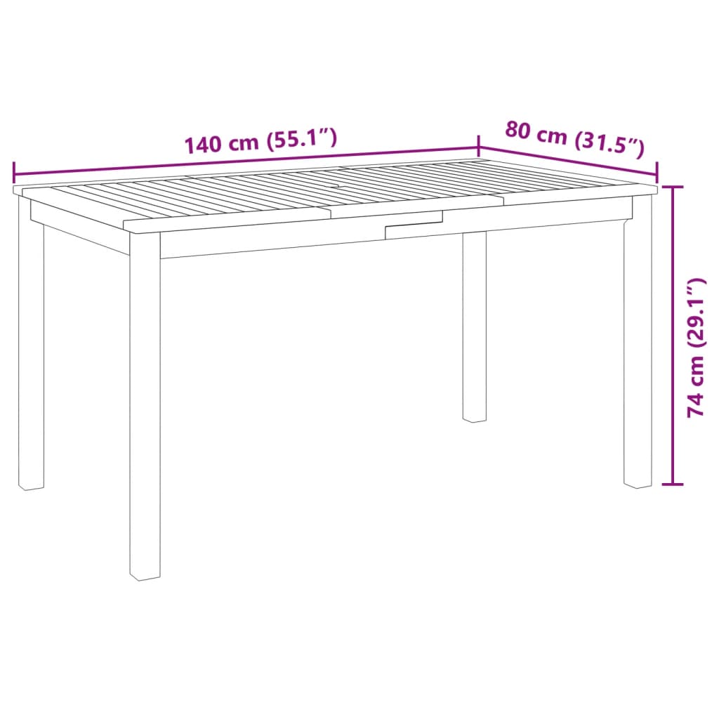 vidaXL Ensemble de salle à manger de jardin 5 pcs 140x80x74 cm Bois d'acacia massif