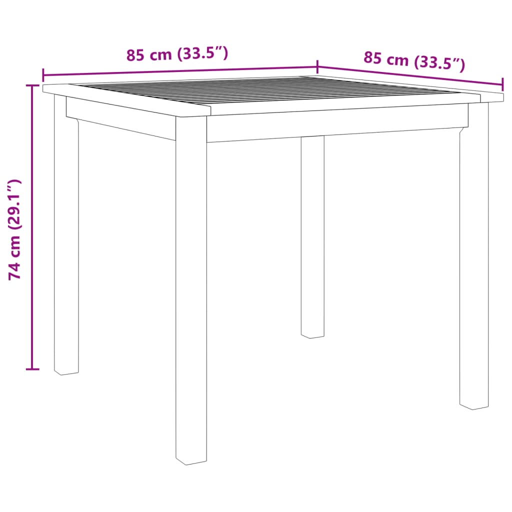 vidaXL 5-tlg. Garten-Essgruppe 85x85x74 cm Massivholz Akazie