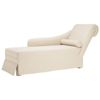 Chaiselongue mit Nackenrolle und Rechter Armlehne Leinen