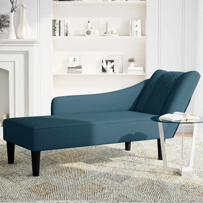 Chaiselongue mit Rechter Armlehne Blau Samt