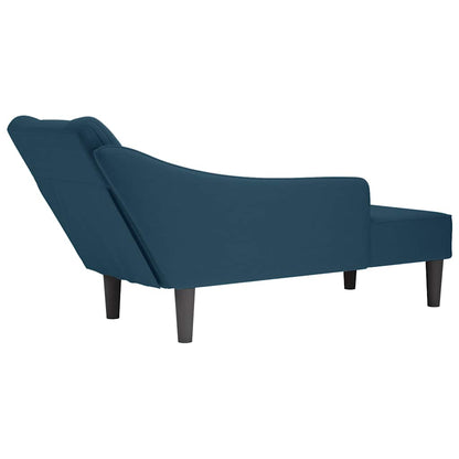 Chaiselongue mit Rechter Armlehne Blau Samt