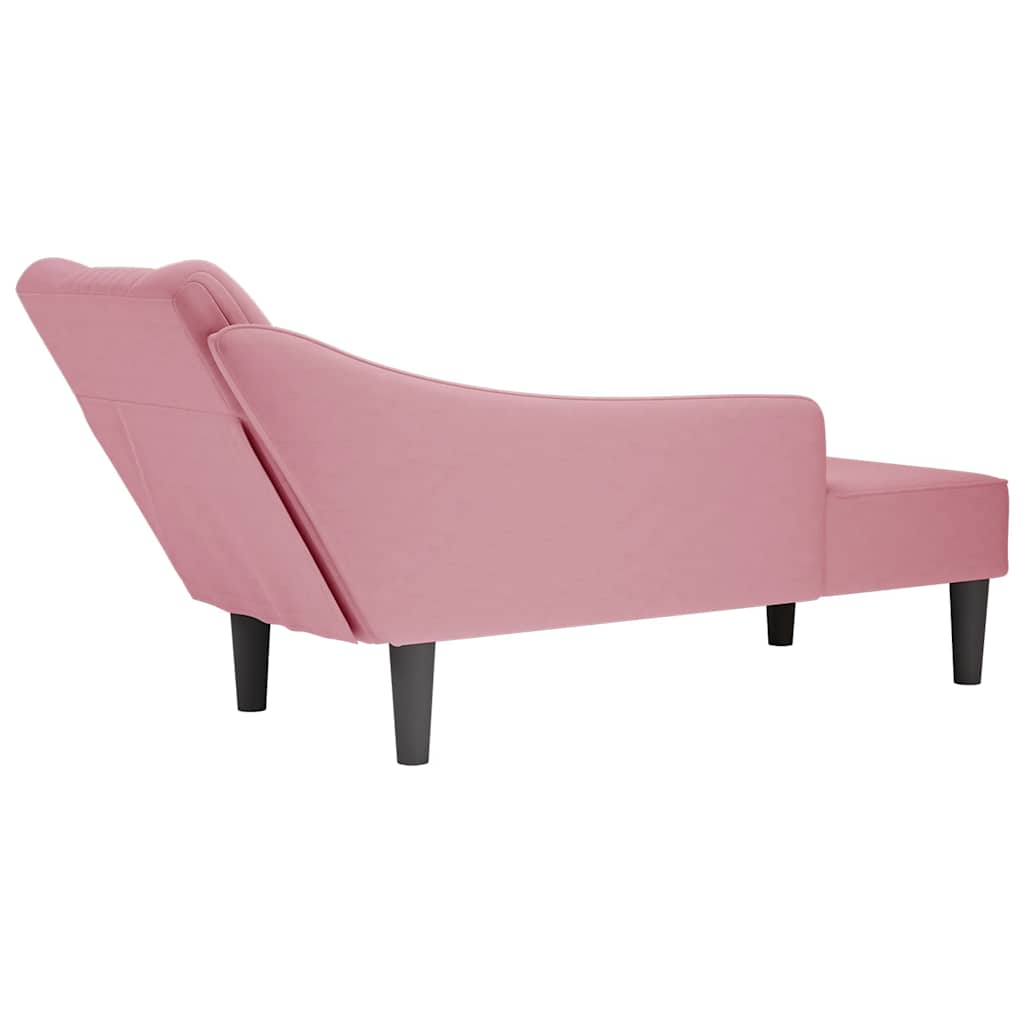 Chaiselongue mit Rechter Armlehne Rosa Samt