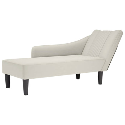 Chaiselongue mit Rechter Armlehne Creme Samt