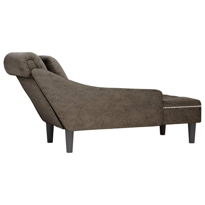 Chaiselongue mit Kissen & Rechter Armlehne Grau Kunstleder