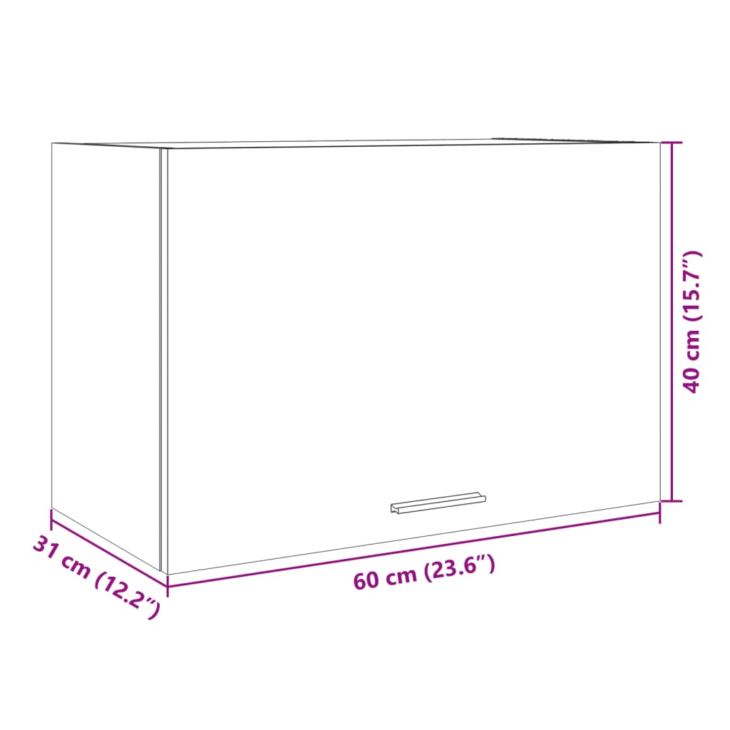 vidaXL Hängeschrank Lyon Sonoma-Eiche 60x31x40 cm Holzwerkstoff