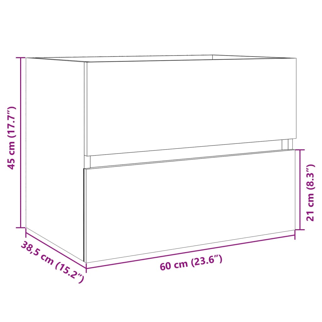 Meuble sous-lavabo vidaXL chêne sonoma 60x38,5x45 cm bois d'ingénierie