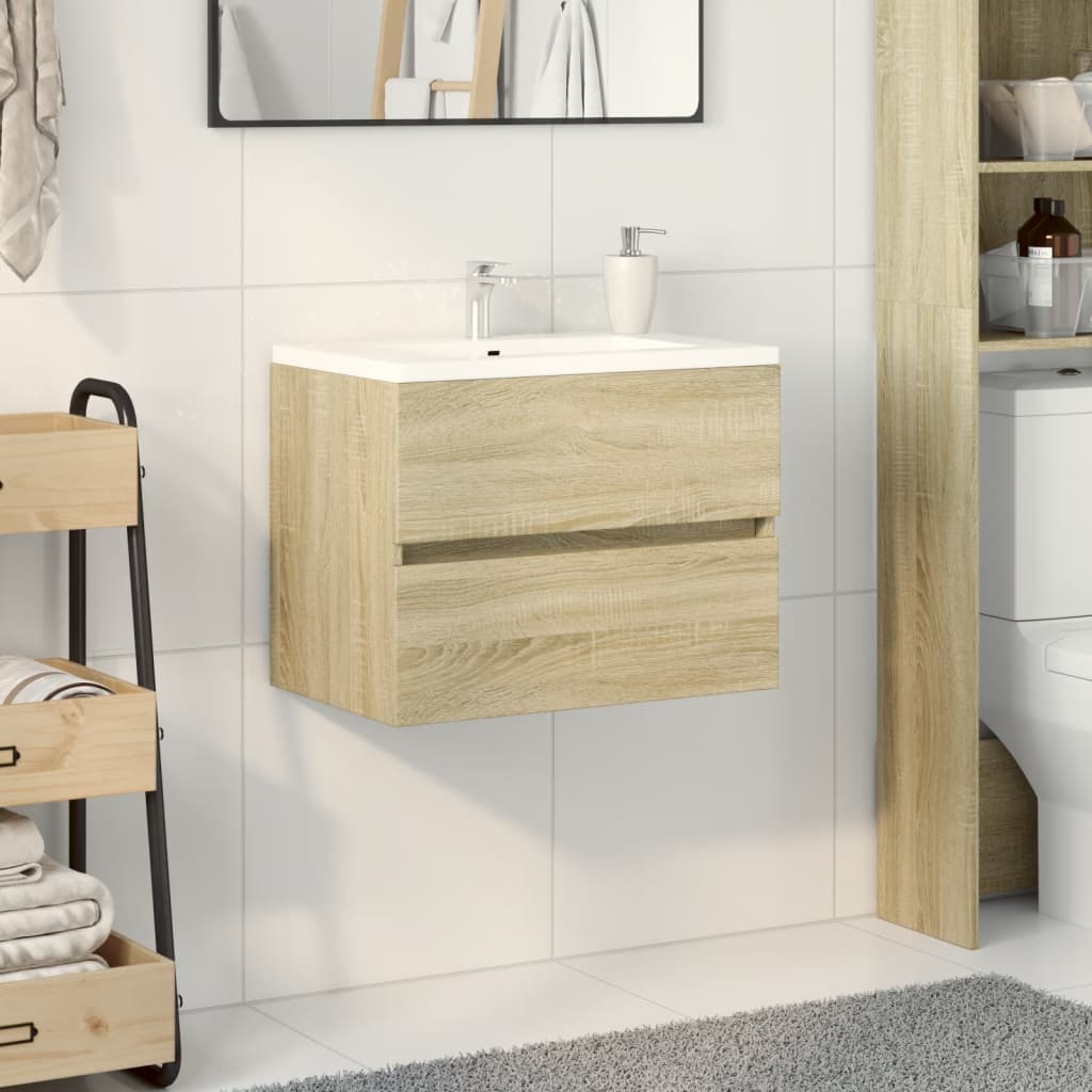 Meuble sous-lavabo vidaXL chêne sonoma 60x38,5x45 cm bois d'ingénierie