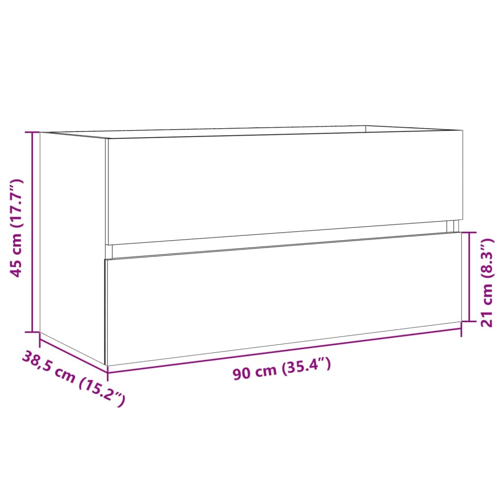 Meuble sous-lavabo vidaXL chêne sonoma 90x38,5x45 cm en bois d'ingénierie