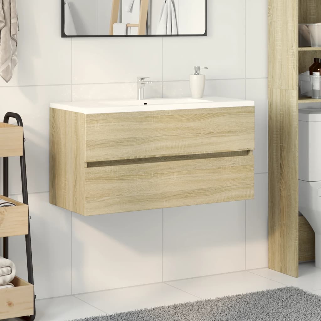 Meuble sous-lavabo vidaXL chêne sonoma 90x38,5x45 cm en bois d'ingénierie