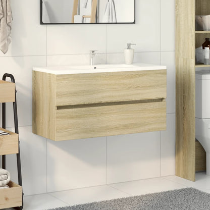 Meuble sous-lavabo vidaXL chêne sonoma 90x38,5x45 cm en bois d'ingénierie