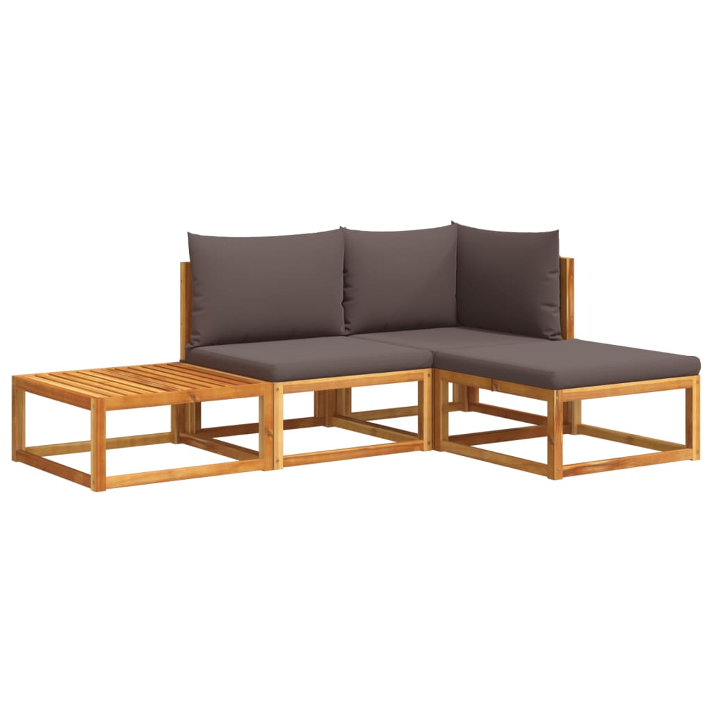 vidaXL Ensemble de canapés de jardin 4 pièces avec coussins bois d'acacia et corde
