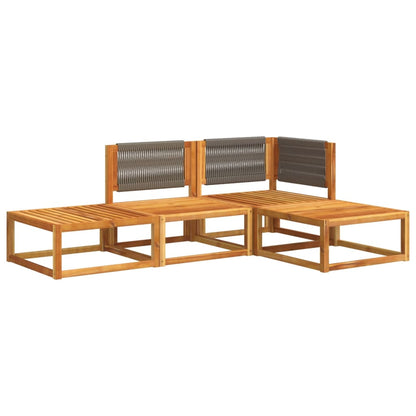vidaXL Ensemble de canapés de jardin 4 pièces avec coussins bois d'acacia et corde