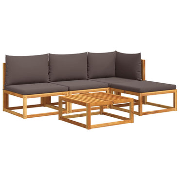 vidaXL Ensemble de canapés de jardin 5 pcs avec coussins bois d'acacia et corde