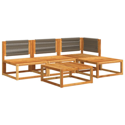 5-tlg. Gartensofa-Set mit Kissen Holz Akazie & Seil
