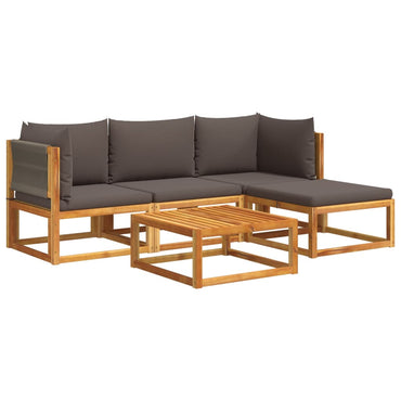 vidaXL Ensemble de canapés de jardin 5 pcs avec coussins bois d'acacia et corde