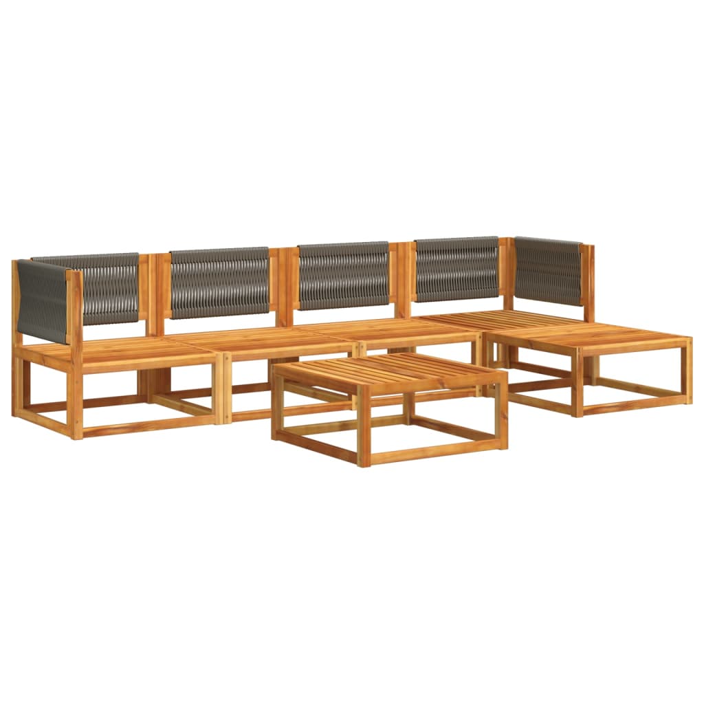 vidaXL Ensemble de canapés de jardin 6 pcs avec coussins, bois d'acacia et corde