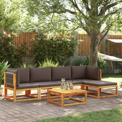vidaXL Ensemble de canapés de jardin 6 pcs avec coussins, bois d'acacia et corde