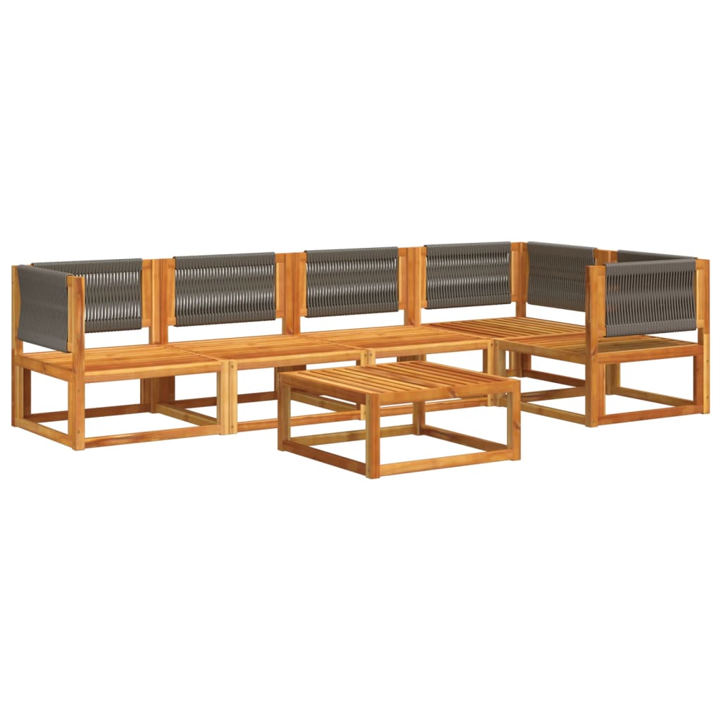 6-tlg. Gartensofa-Set mit Kissen Holz Akazie & Seil