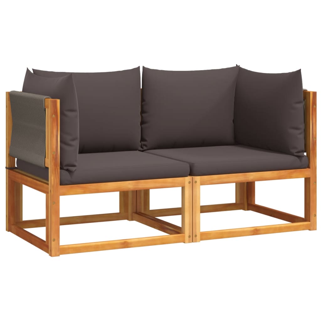 vidaXL Coin de canapé de jardin avec coussins 2 pcs Bois d'acacia et corde