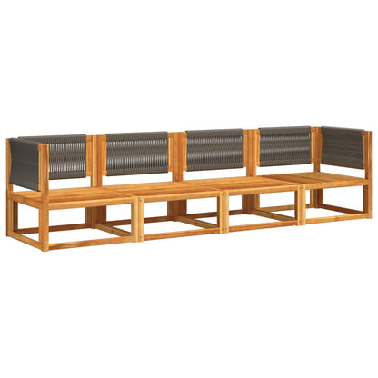 vidaXL Ensemble de canapés de jardin 4 pièces avec coussins bois d'acacia et corde