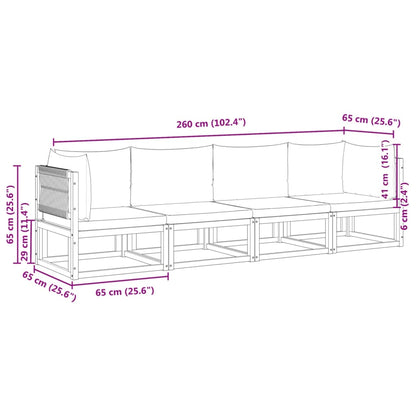 vidaXL Ensemble de canapés de jardin 4 pièces avec coussins bois d'acacia et corde