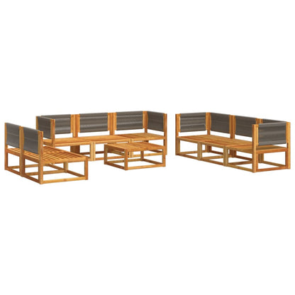 vidaXL Ensemble de canapés de jardin 9 pcs avec coussins, bois d'acacia et corde