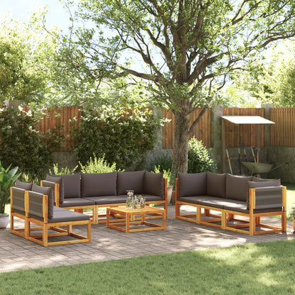 vidaXL Ensemble de canapés de jardin 9 pcs avec coussins, bois d'acacia et corde