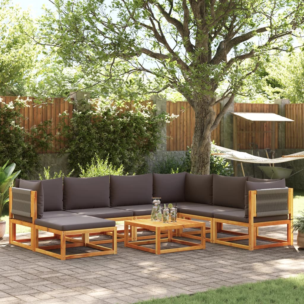 vidaXL 8-tlg. Gartensofa-Set mit Kissen Holz Akazie & Seil