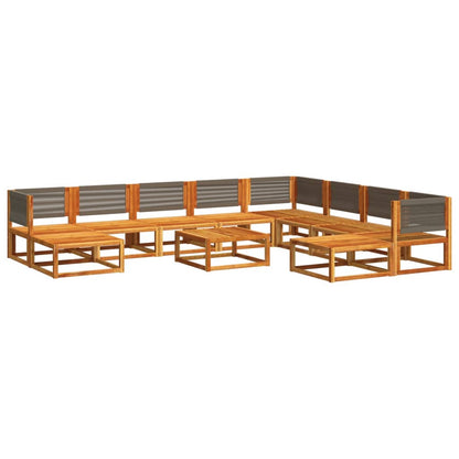 11-tlg. Gartensofa-Set mit Kissen Holz Akazie & Seil