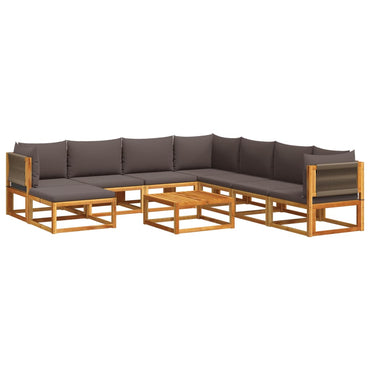 vidaXL Ensemble de canapés de jardin 9 pcs avec coussins, bois d'acacia et corde