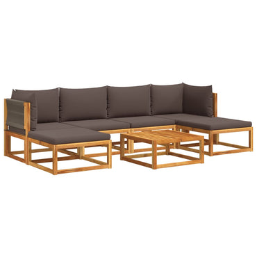 vidaXL Ensemble de canapés de jardin 7 pcs avec coussins bois d'acacia et corde