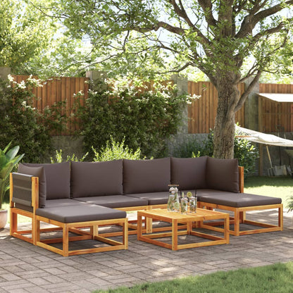 vidaXL Ensemble de canapés de jardin 7 pcs avec coussins bois d'acacia et corde
