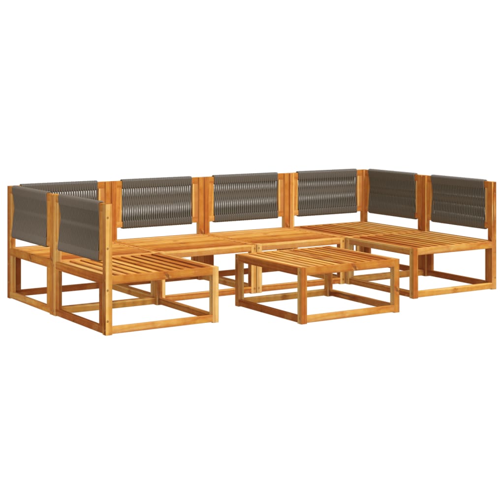 vidaXL 7-tlg. Gartensofa-Set mit Kissen Holz Akazie & Seil