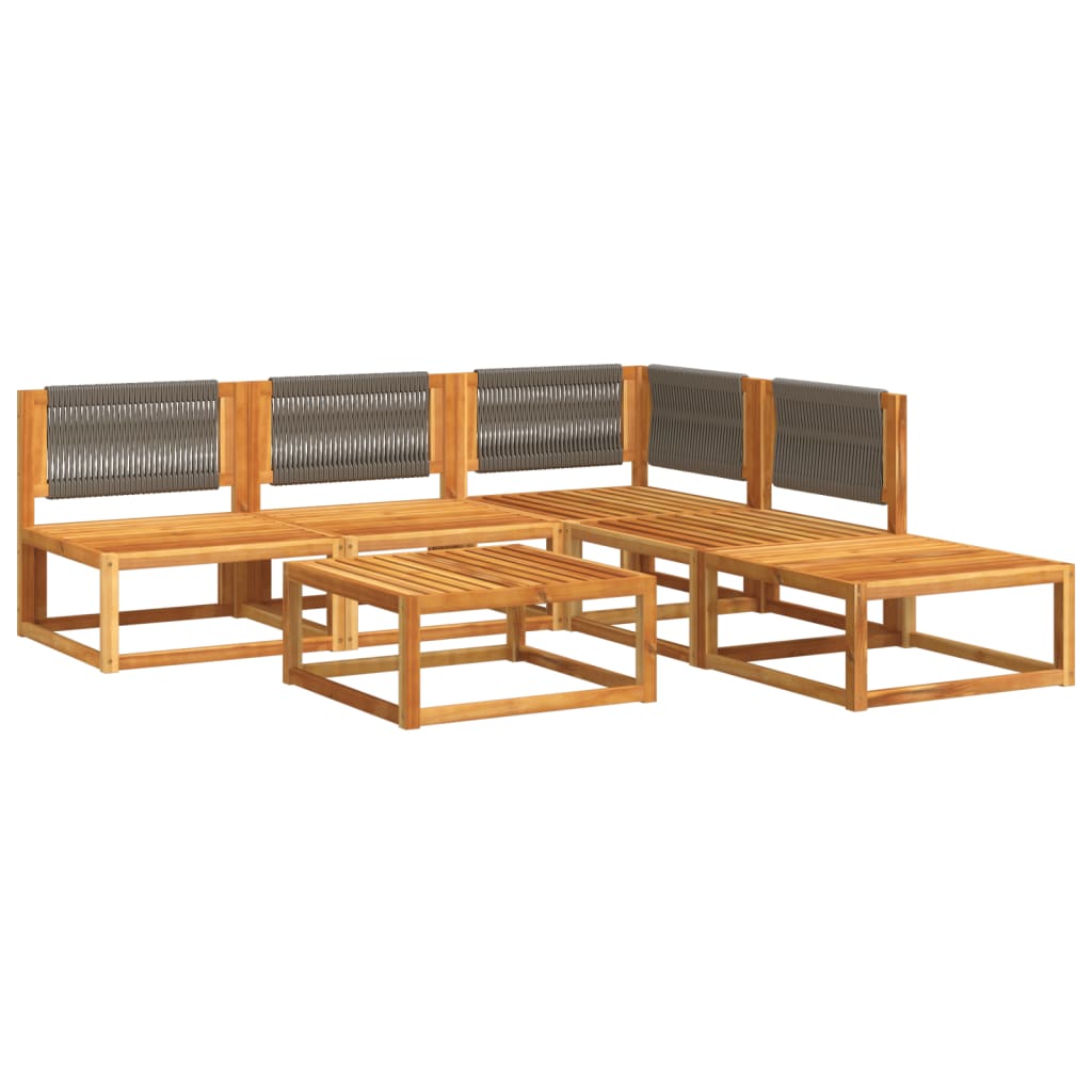vidaXL 6-tlg. Gartensofa-Set mit Kissen Holz Akazie & Seil