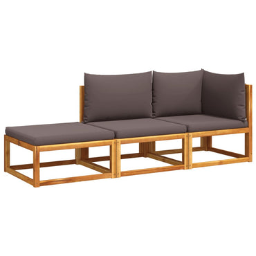 vidaXL 3-tlg. Gartensofa-Set mit Kissen Holz Akazie & Seil
