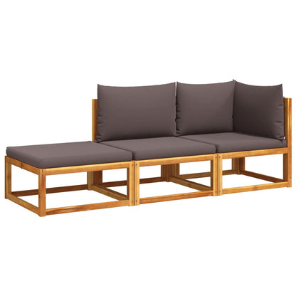 vidaXL 3-tlg. Gartensofa-Set mit Kissen Holz Akazie & Seil