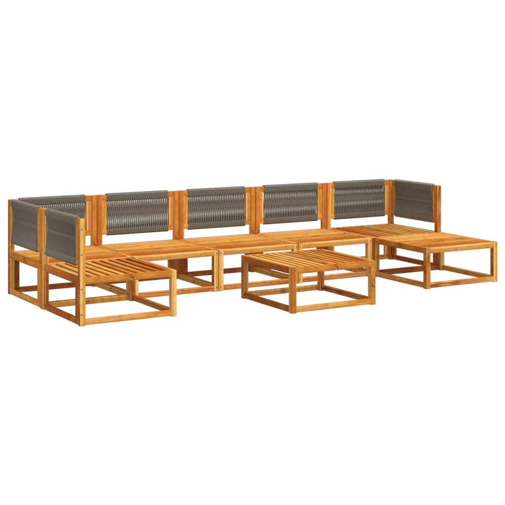 vidaXL Salon de jardin 8 pcs avec coussins Bois d'acacia et corde