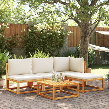 vidaXL 5-tlg. Gartensofa-Set mit Kissen Holz Akazie & Seil