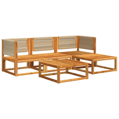 vidaXL 5-tlg. Gartensofa-Set mit Kissen Holz Akazie & Seil