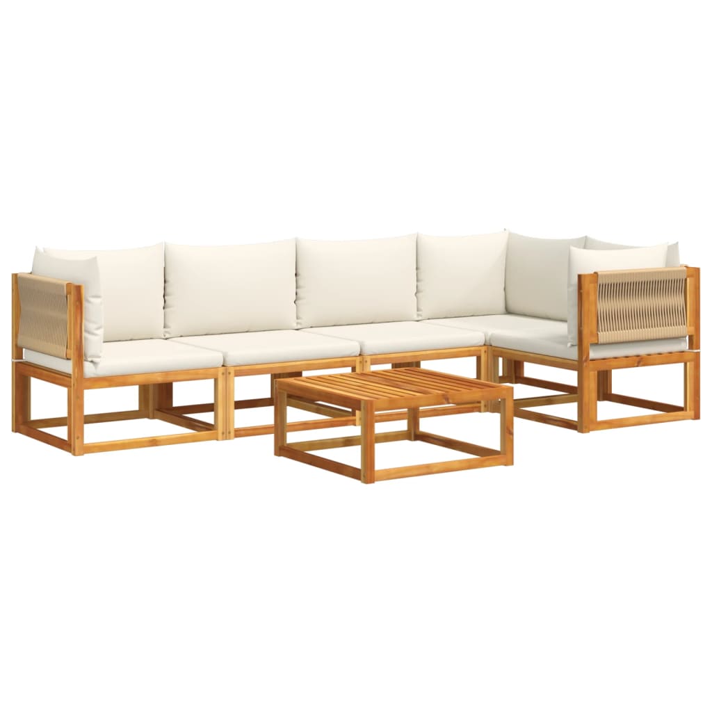 vidaXL Ensemble de canapés de jardin 6 pcs avec coussins, bois d'acacia et corde