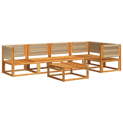 vidaXL Ensemble de canapés de jardin 6 pcs avec coussins, bois d'acacia et corde