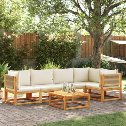 vidaXL Ensemble de canapés de jardin 6 pcs avec coussins, bois d'acacia et corde