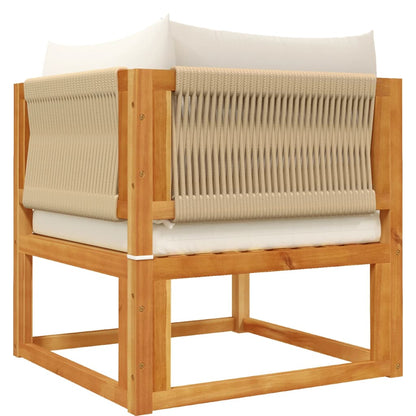 9-tlg. Gartensofa-Set mit Kissen Holz Akazie & Seil