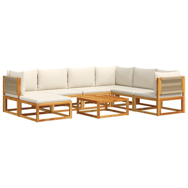 vidaXL Salon de jardin 8 pcs avec coussins Bois d'acacia et corde