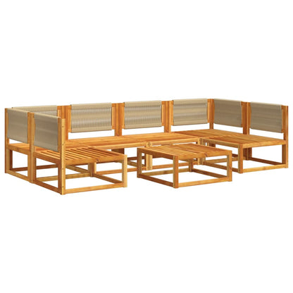 7-tlg. Gartensofa-Set mit Kissen Holz Akazie & Seil